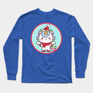 Unicorn in a Santa hat Long Sleeve T-Shirt